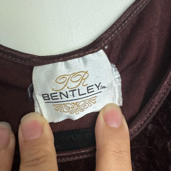 TR Bentley Velvet Short Sleeve Top - Deep Brown - Picture 3 of 4